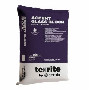 AC-CENT® GLASS BLOCK Mortar is a factory prepared blend of portland cement, lime, graded silica aggregates and chemical modifiers specially developed for the installation of all types of glass block.
