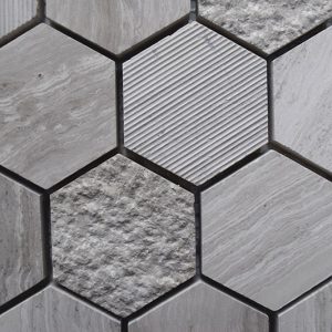 WOODEN GRAY Hexagon Multiple Finish Limestone