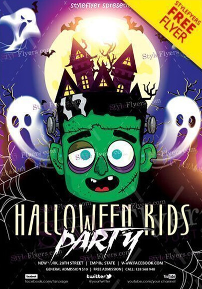 plantilla de volante psd de fiesta infantil de halloween gratis