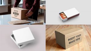 31 plantillas mockups de cajas de cartón rectangular, cuadrado, vertical