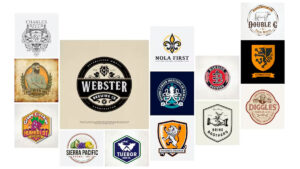 45 logotipos tipo emblema que dieron en el blanco, ejemplos